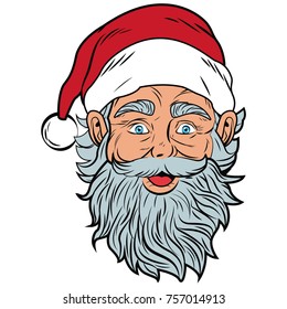 Santa claus face pop art cartoon