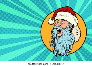 Santa Claus face profile. Pop art retro vector illustration vintage kitsch