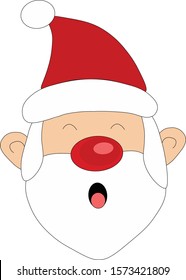 Santa Claus face red nose, astonishing oh-oh oh-oh