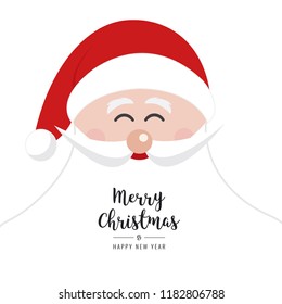 santa claus face smile big beard christmas gretting text card isolated background