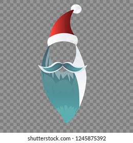 Santa Claus Face template, merry Christmas, mustache and beard,