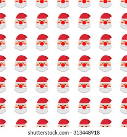Santa Claus Face vector icon seamless pattern, tiling ornament on white.