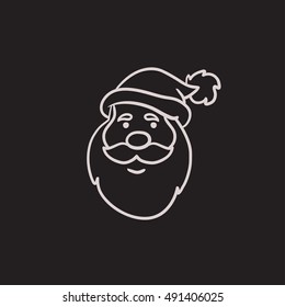 Santa Claus face vector sketch icon isolated on background. Hand drawn Santa Claus face icon. Santa Claus face sketch icon for infographic, website or app.