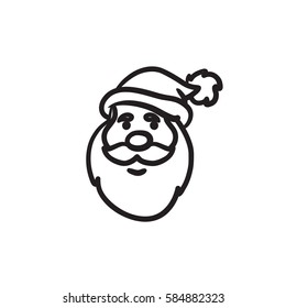 Santa Claus face vector sketch icon isolated on background. Hand drawn Santa Claus face icon. Santa Claus face sketch icon for infographic, website or app.