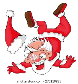 Santa Claus falling. white background.