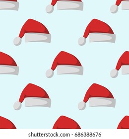 Santa claus fashion red hat modern seamless pattern cap winter xmas holiday top clothes vector illustration.