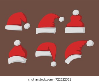 Santa claus fashion red hat modern elegance cap winter xmas holiday top clothes vector illustration.