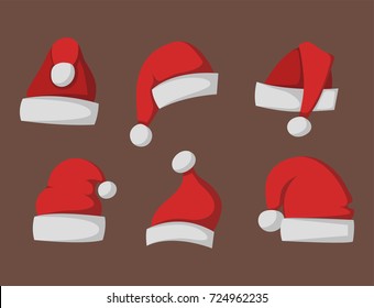 Santa claus fashion red hat modern elegance cap winter xmas holiday top clothes vector illustration.