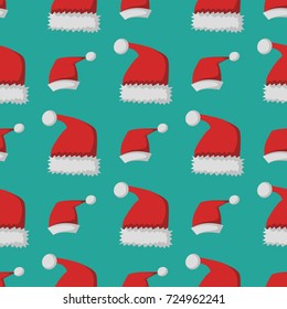 Santa claus fashion red hat modern seamless pattern cap winter xmas holiday top clothes vector illustration.