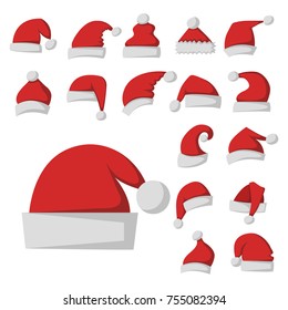 Santa claus fashion red hat modern elegance cap winter xmas holiday top clothes vector illustration.