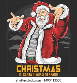 SANTA CLAUS FAT RAPER HIP HOP CHRISTMAS PARTY ARTWORK VECTOR