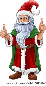 Santa Claus Father Christmas cartoon character wearing vintage traditional style costume.