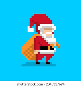 Santa Claus Father Christmas Saint Nicholas Nick Kris Kringle Gifts Eve Toys Candy Good Naughty Avatar Character Standing 8bit Pixel Art