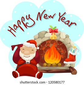 santa claus and fireplace vector