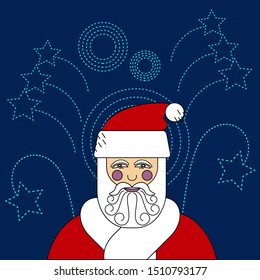 Santa Claus and  firework background . New Year and Christmas theme. 