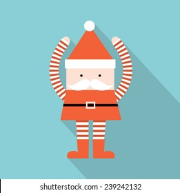 santa claus flat design long shadow vector/illustration