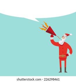 Santa Claus flat design with loudspeaker, vector illustration