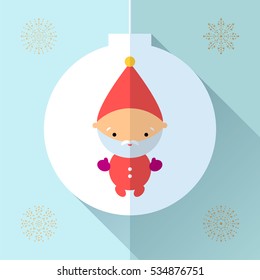 Santa claus flat icon design. Toy for children. Vector symbol for web, print and greeting card Merry Christmas. 