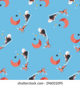 Santa Claus flat icon, eps10 seamless pattern background