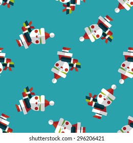 Santa Claus flat icon, eps10 seamless pattern background