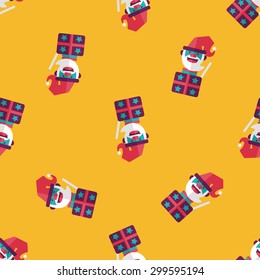 Santa Claus flat icon, eps10 seamless pattern background
