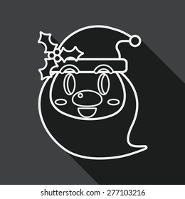 Santa Claus flat icon with long shadow, eps10, line icon