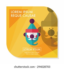 Santa Claus flat icon with long shadow, eps10