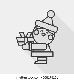 Santa Claus flat icon with long shadow, eps10, line icon
