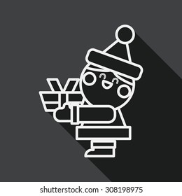 Santa Claus flat icon with long shadow, eps10, line icon