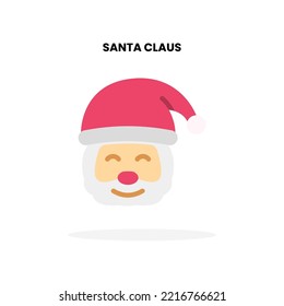Icono plano de Santa Claus. Ilustración vectorial sobre fondo blanco. Se puede usar para productos digitales, presentación, interfaz de usuario y muchos más.