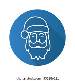 Santa Claus flat linear long shadow icon. Vector line symbol