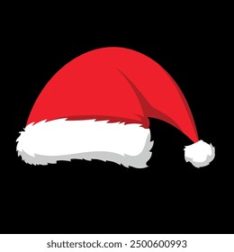 Santa Claus Fluffy Hat Illustration. Christmas Vector. Red. Winter. Holidays. December.