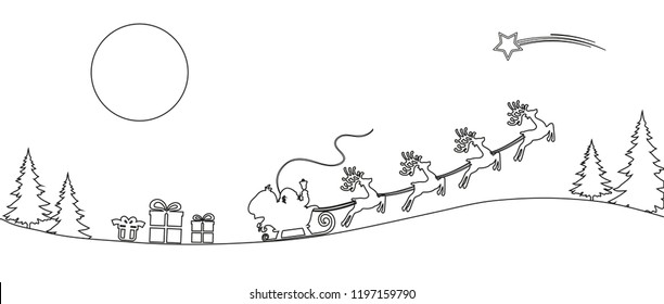 Santa Claus flyin on Christmas sleigh in the night – for stock vector