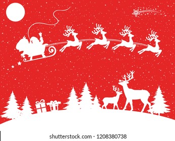 Santa Claus flyin on Christmas sleigh in the night – for stock