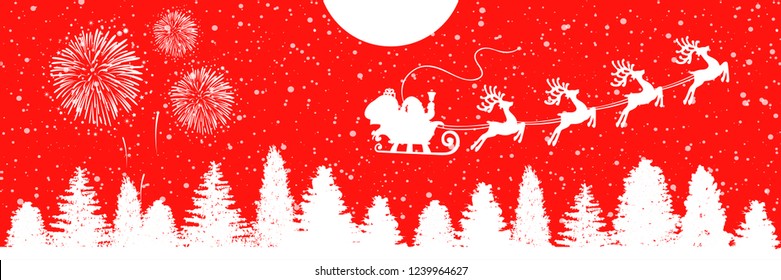 Santa Claus flyin on Christmas sleigh in the night – for stock vector
