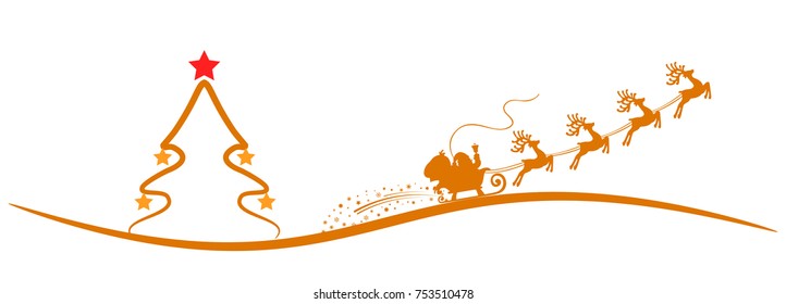 Santa Claus flyin on Christmas sleigh on red background – vector for stock