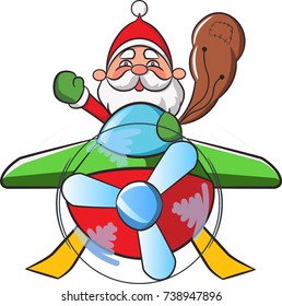 Santa Claus Flying - Airplane