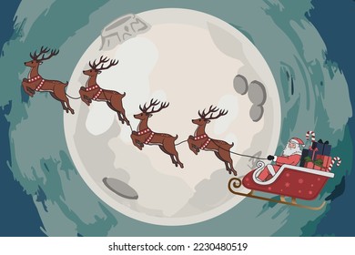 Santa Claus flying Christmas Sleigh