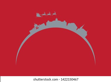 santa claus flying over skyline of city weimar in germany