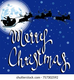 Santa Claus flying reindeer