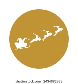 Santa Claus flying reindeer sleigh silhouette