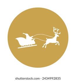 Santa Claus flying reindeer sleigh silhouette