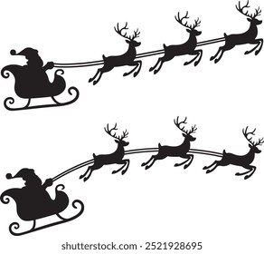 	
Santa Claus is flying in sleigh with Christmas reindeer
