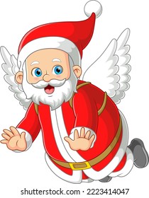 Santa claus volando con alas disfraz de ilustración
