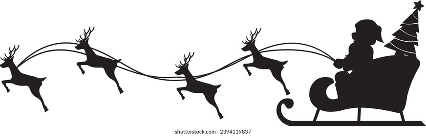  Santa Claus flying, vector illustration