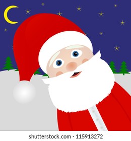 santa claus in the forest at night