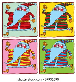 Santa Claus four colored drawings vector