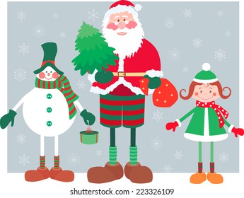 Santa Claus with the friends