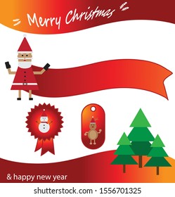Santa Claus and friends Card format or tags for attaching products Christmas day concept and happy new year - vector