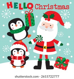 Santa Claus and Friends For Christmas Card or Bag design
